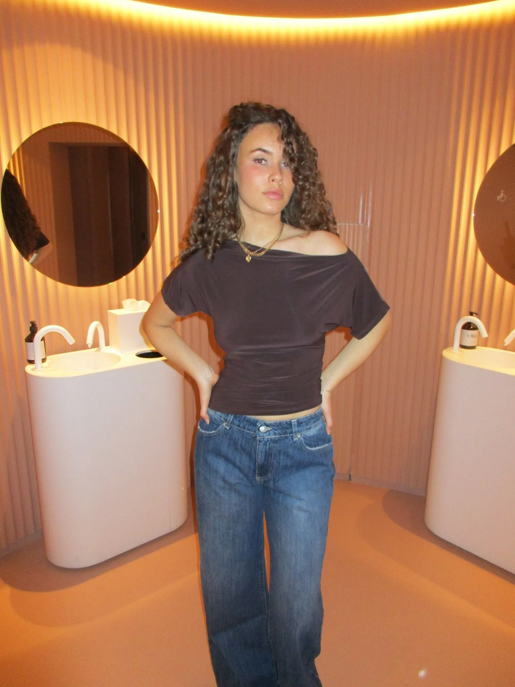 Jovy | Brown Off-Shoulder Top