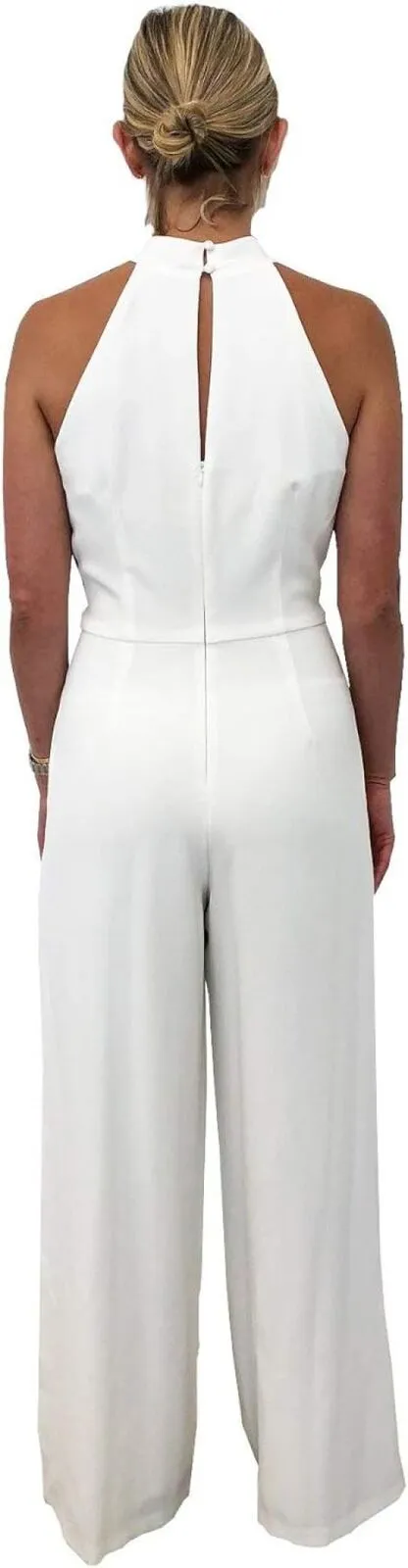 Julia Jordan Womens Twist Front Halter Jumpsuit JJ36624 Ivory 14