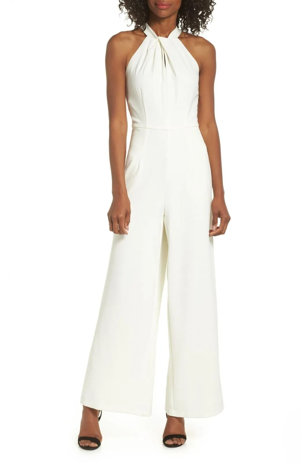 Julia Jordan Womens Twist Front Halter Jumpsuit JJ36624 Ivory 16