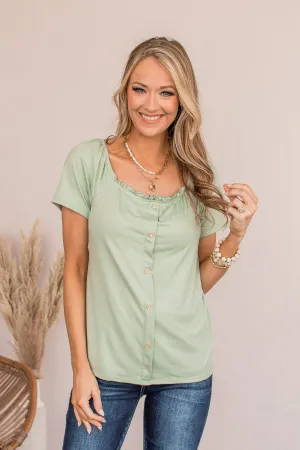 Just As You Are Off The Shoulder Blouse- Spring Green