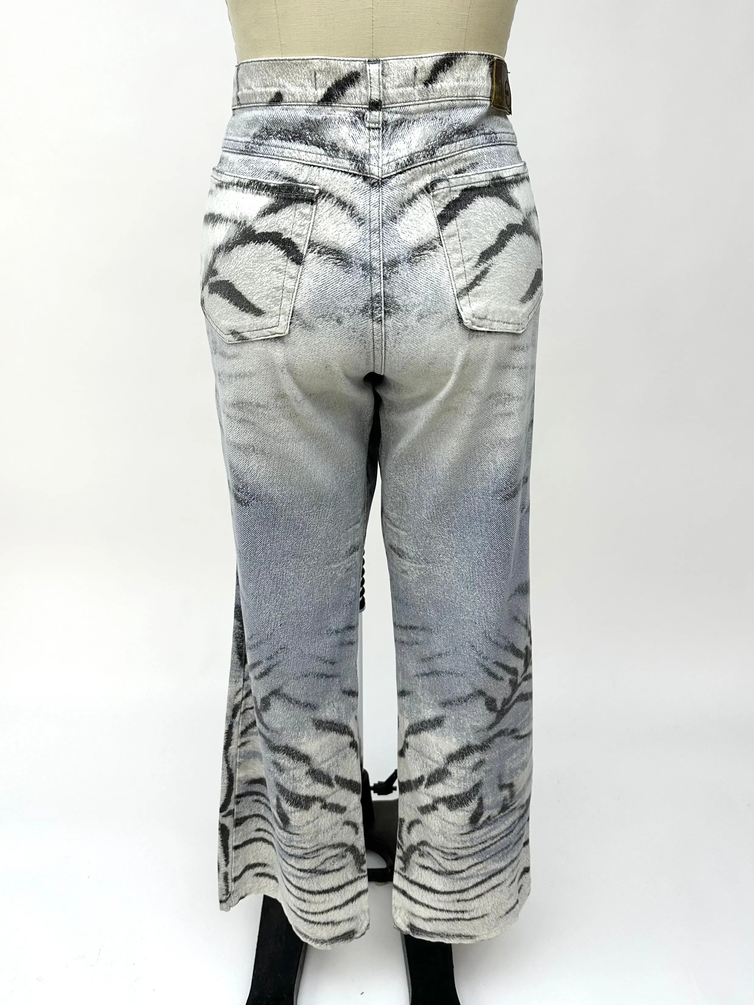 Just Cavalli Zebra Print Wide Leg Jeans