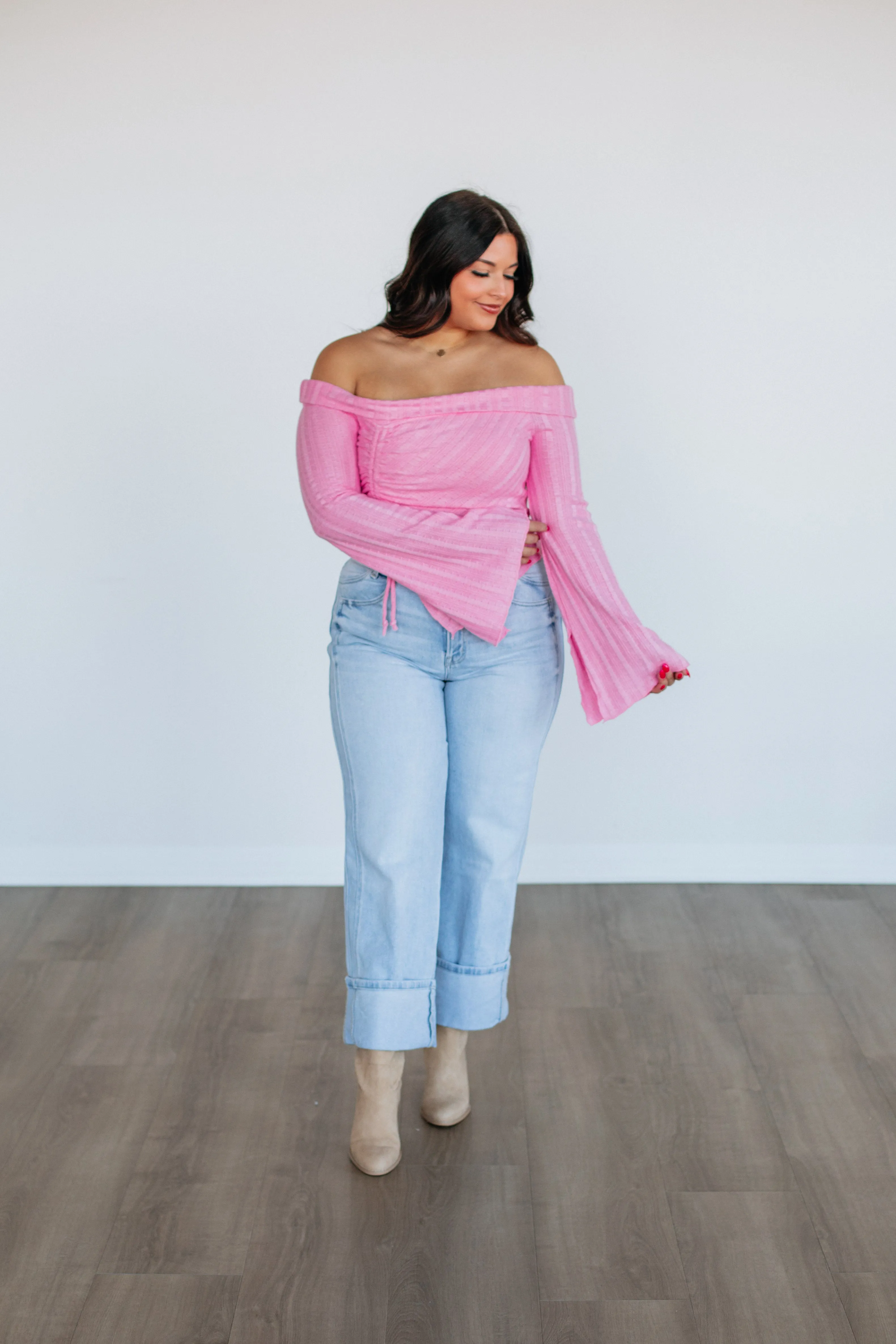 Kalinda Off The Shoulder Top - Bubblegum