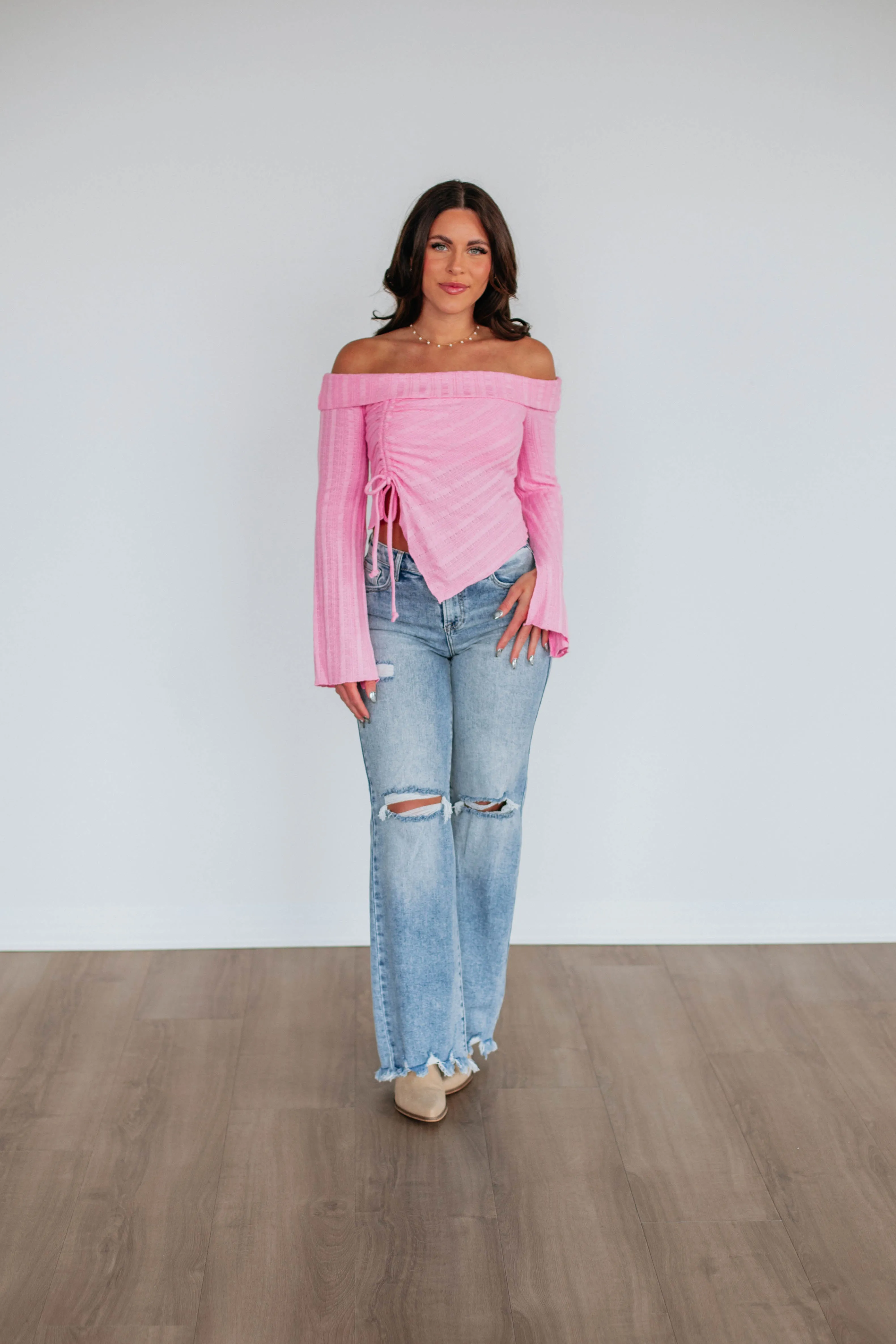 Kalinda Off The Shoulder Top - Bubblegum