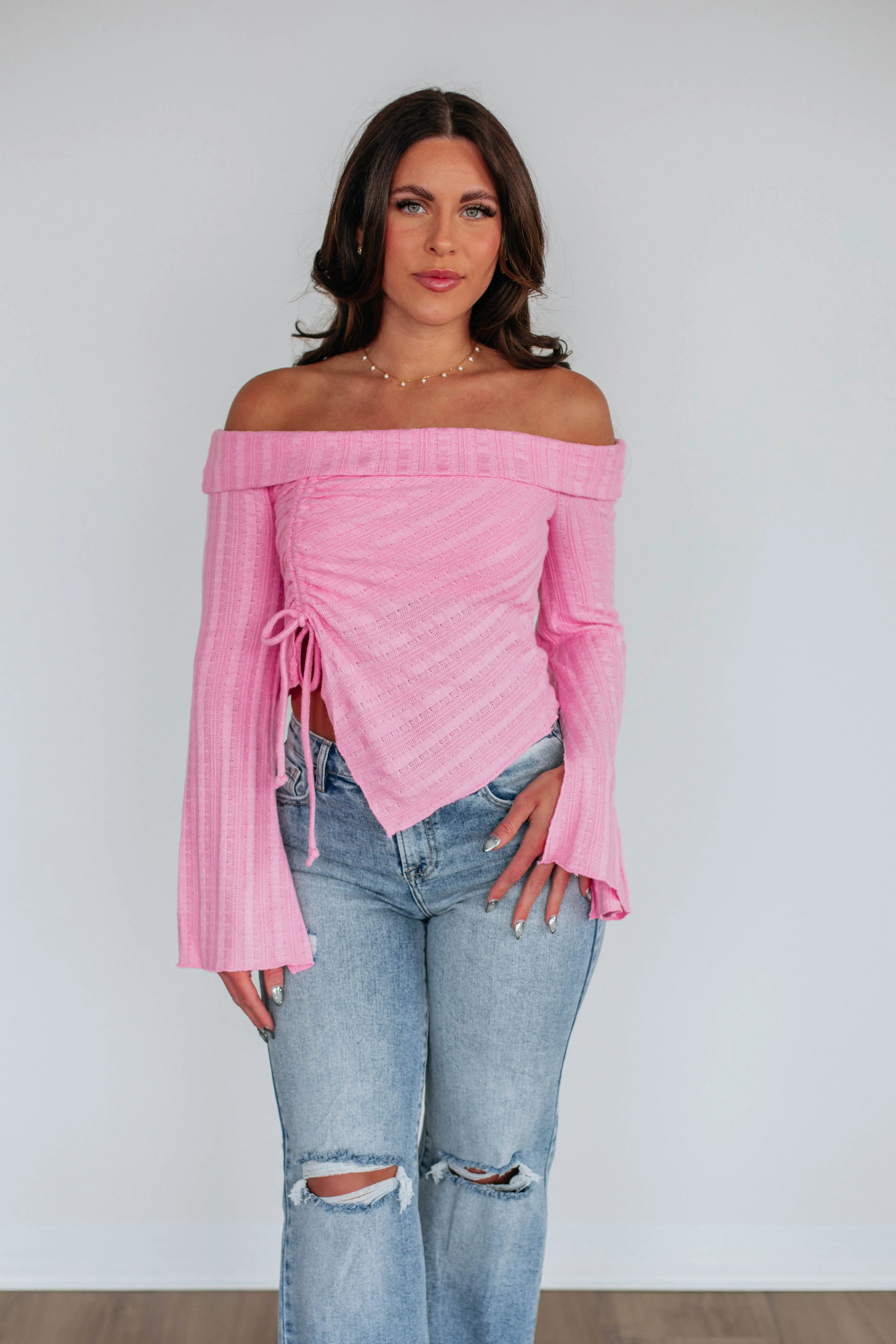Kalinda Off The Shoulder Top - Bubblegum