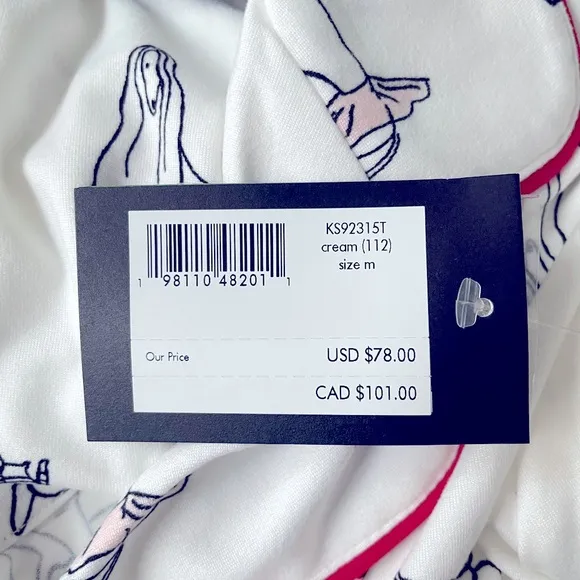 Kate Spade Dog Prints 2PC Top &amp; Long Pants PJ Set Small New