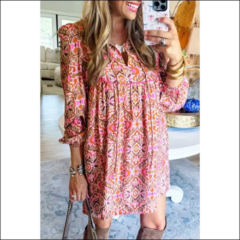 Khaki Abstract Print Dress: Chic , Still Single 🤪 Needful Things
