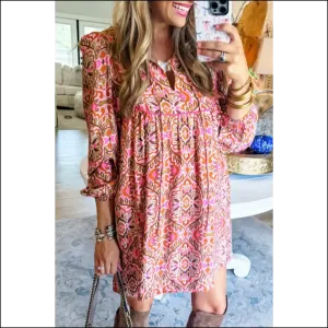 Khaki Abstract Print Dress: Chic , Still Single 🤪 Needful Things