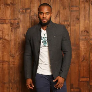 Kingsley Heath Luxe Collar Tweed Blazer - Gravel