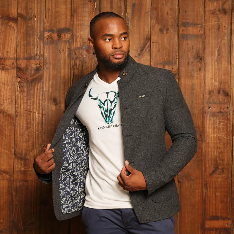 Kingsley Heath Luxe Collar Tweed Blazer - Gravel