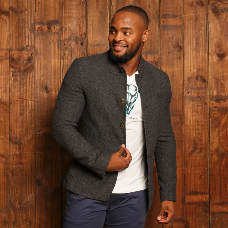 Kingsley Heath Luxe Collar Tweed Blazer - Gravel
