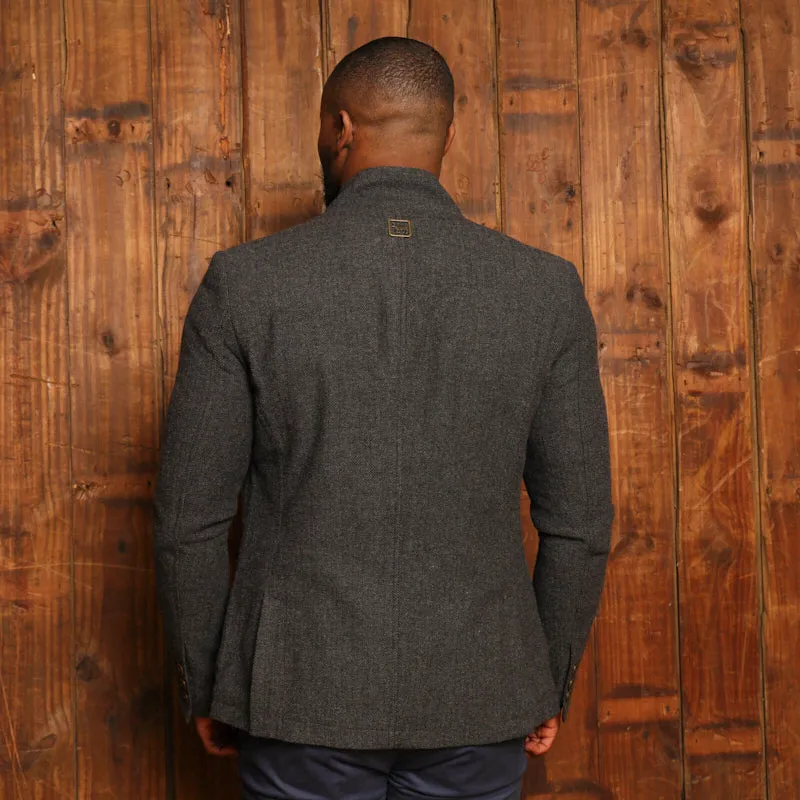 Kingsley Heath Luxe Collar Tweed Blazer - Gravel