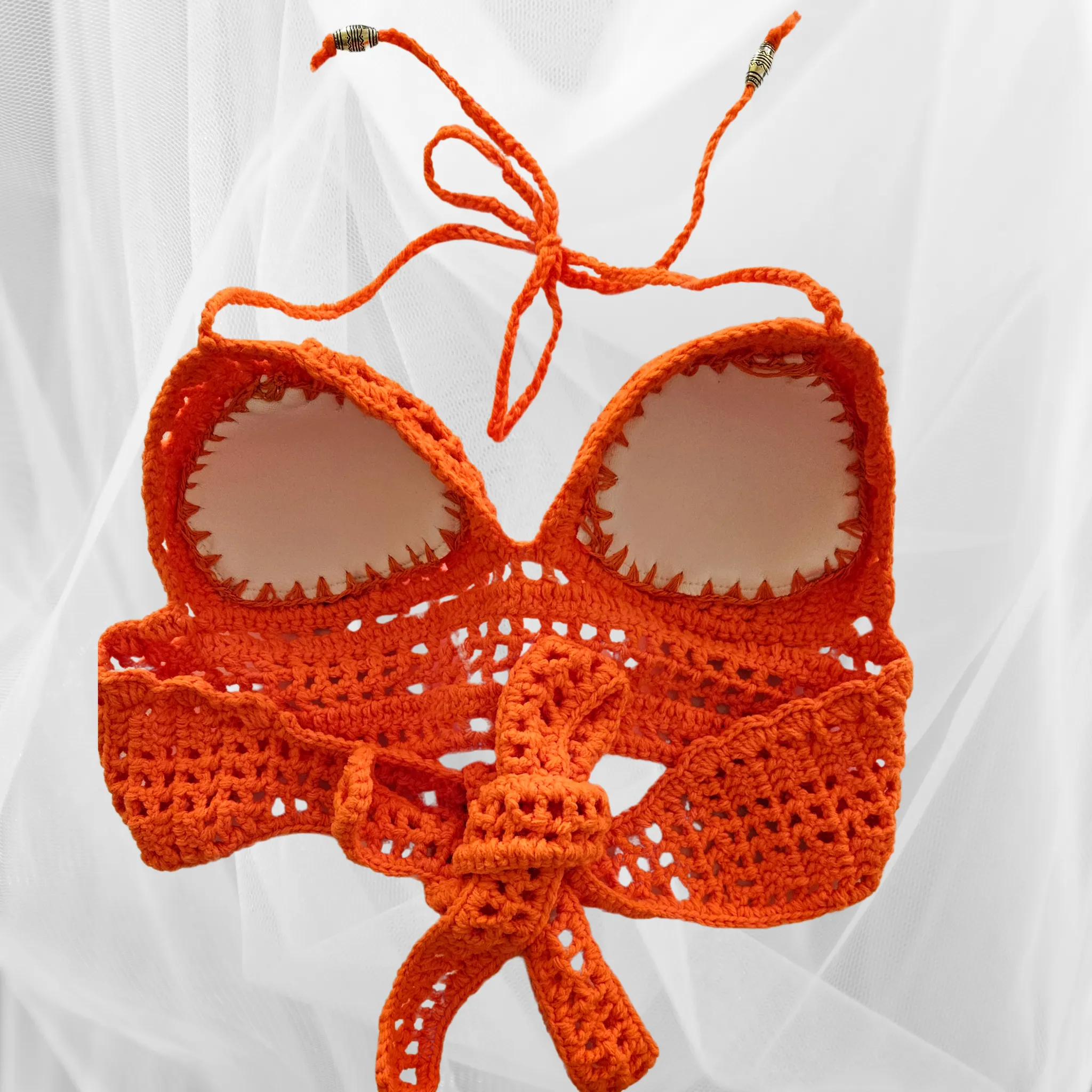 Lace Crochet Halter Cropped Top