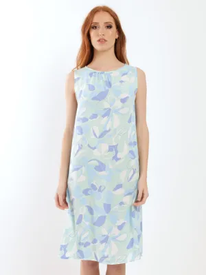 Ladies Sleeveless Gauged Shift Dress - Green