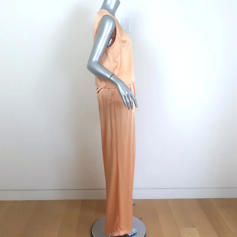 LAPOINTE Matching Satin Sleeveless Top & Wide Leg Pants Set Peach Size 4