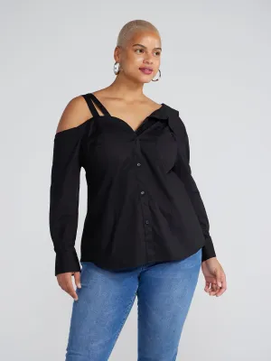 Lenisa Off-The-Shoulder Button-Down Shirt