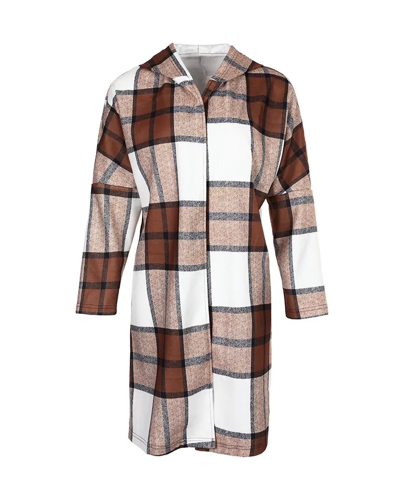 Letter Print Patch Pocket Longline Hooded Coat