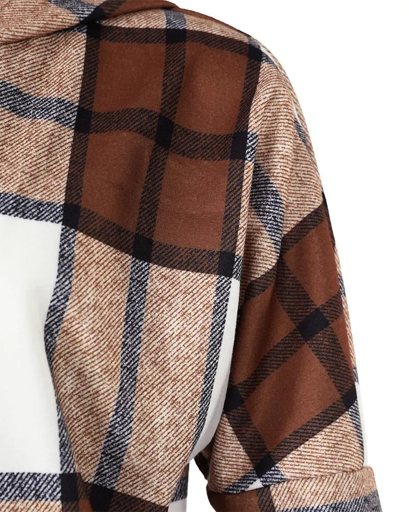 Letter Print Patch Pocket Longline Hooded Coat