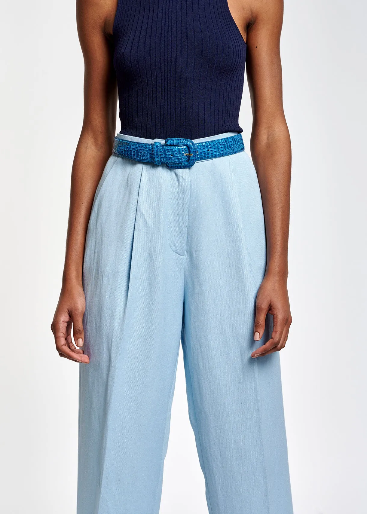 Light blue tailored mid-rise pants