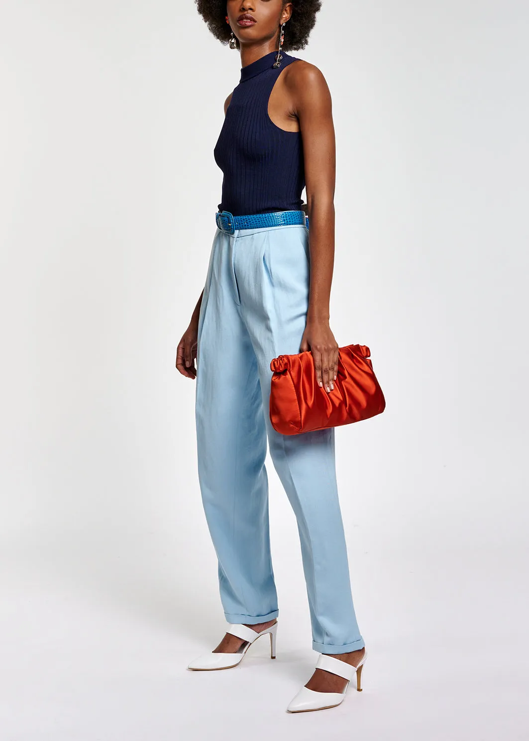 Light blue tailored mid-rise pants