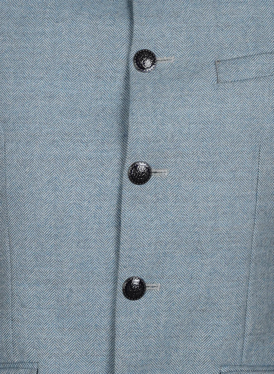 Light Blue Tweed Solid Bandhgala Jacket