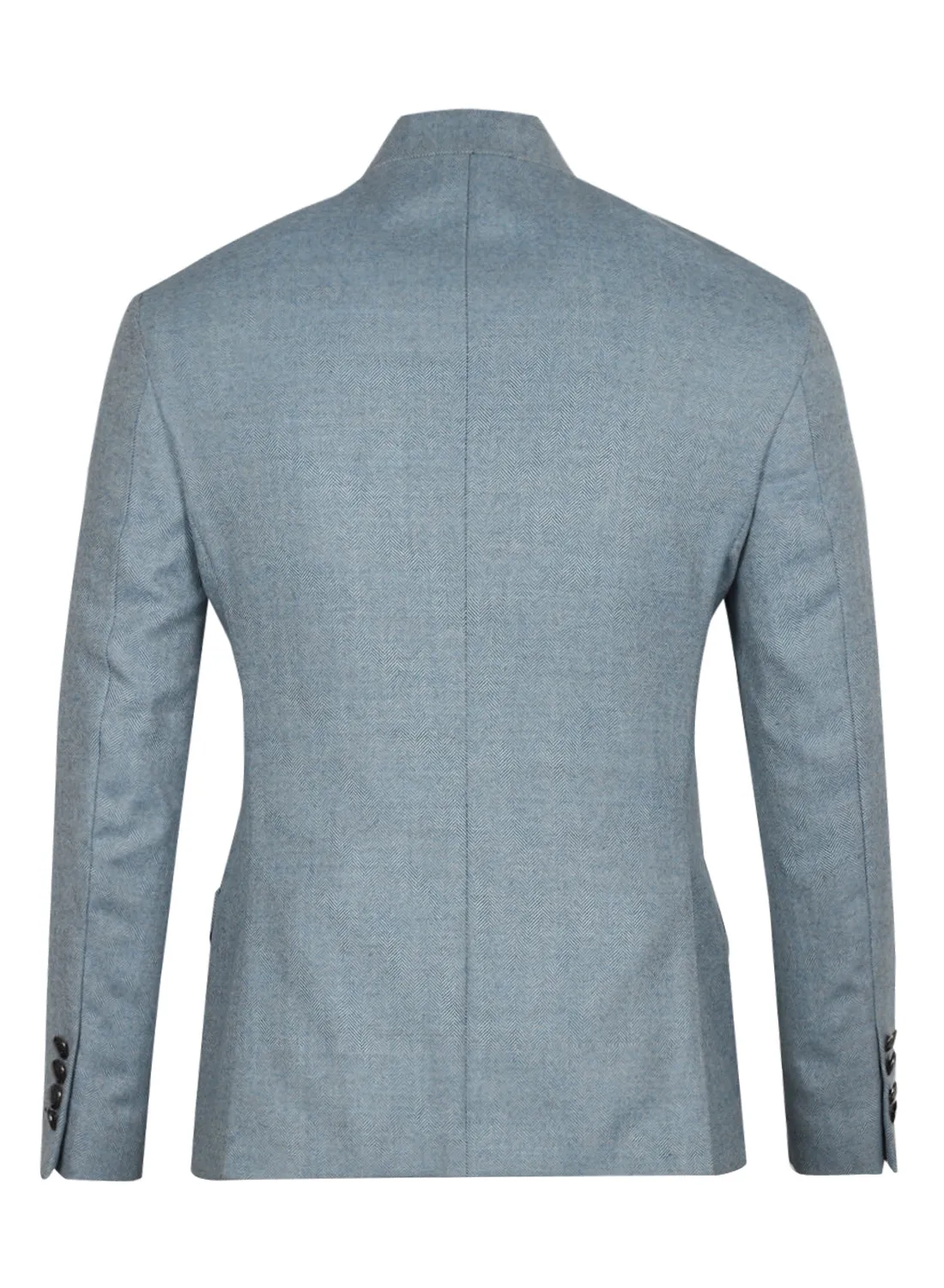 Light Blue Tweed Solid Bandhgala Jacket