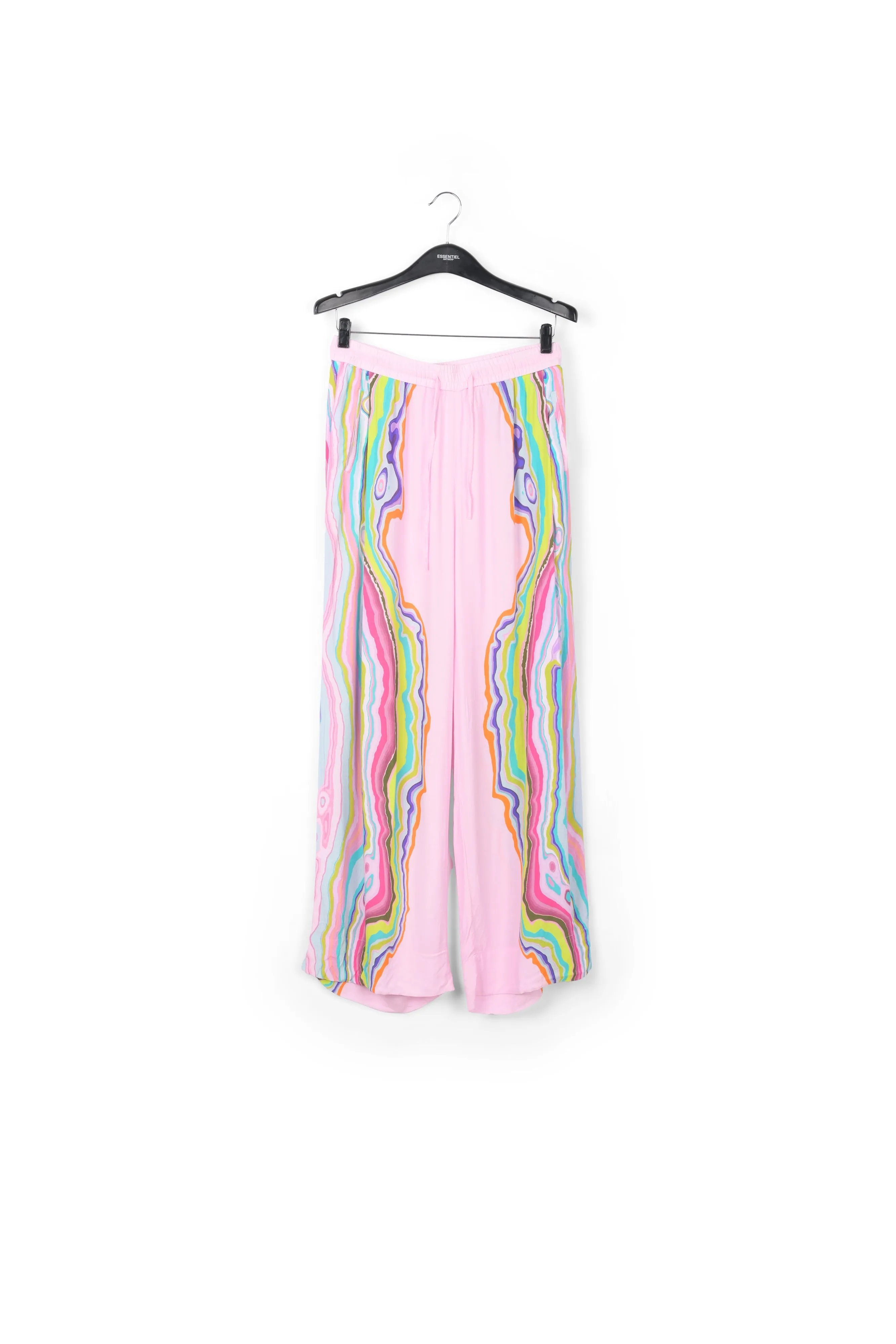 Lilac wide-leg pants with multicolor print