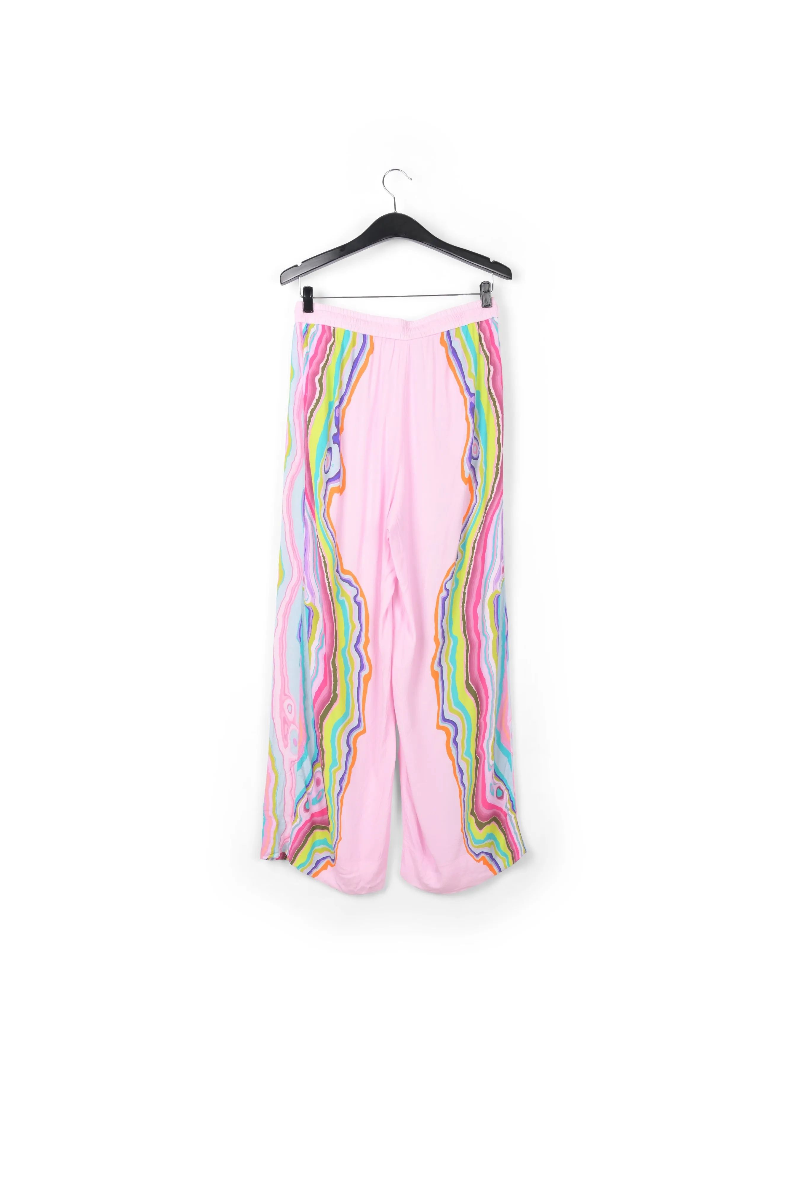 Lilac wide-leg pants with multicolor print