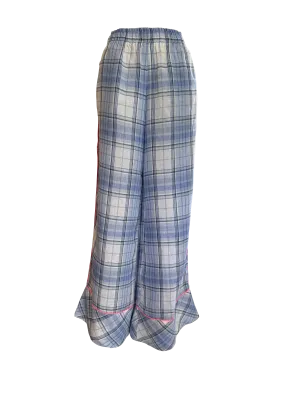 Lisbon Check - Premium Italian Linen Wide Leg Pant