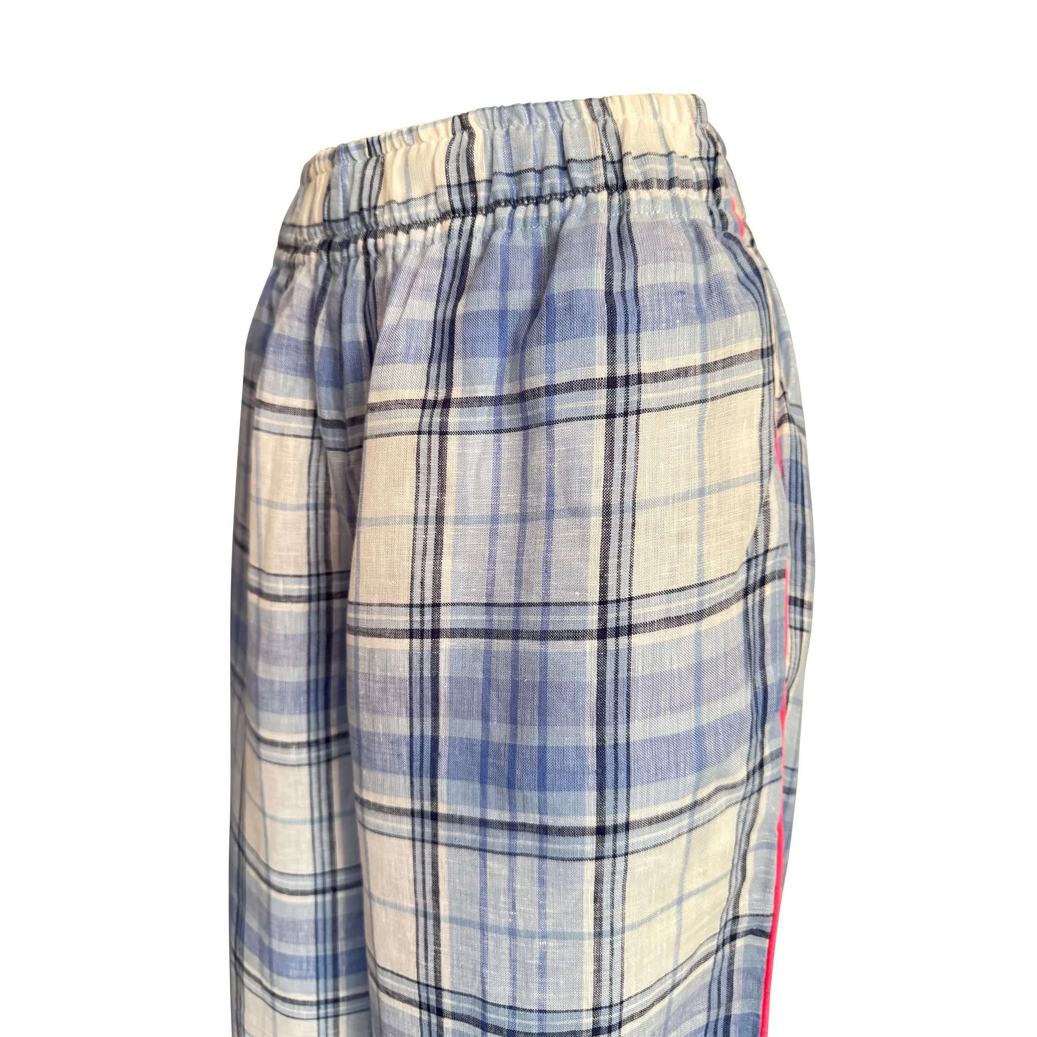 Lisbon Check - Premium Italian Linen Wide Leg Pant