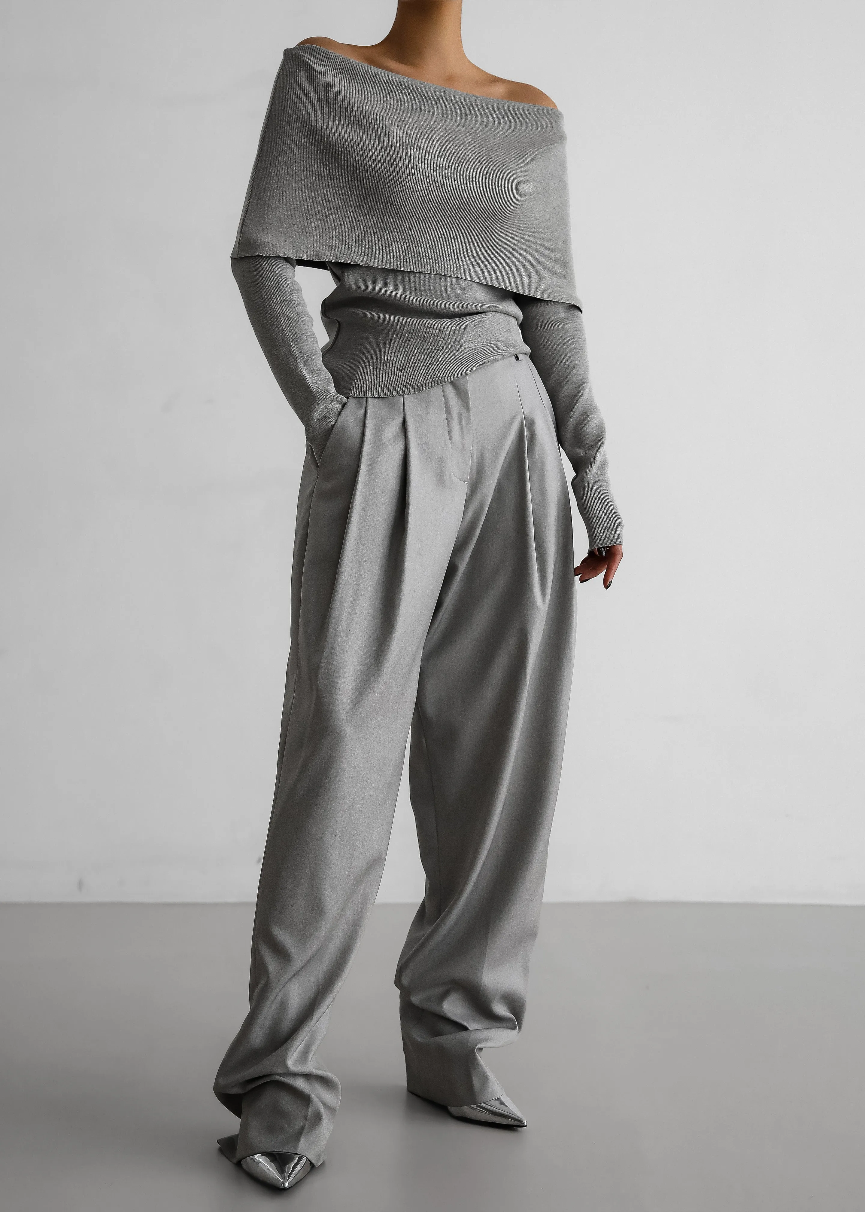 Lizzie Off The Shoulder Top - Grey