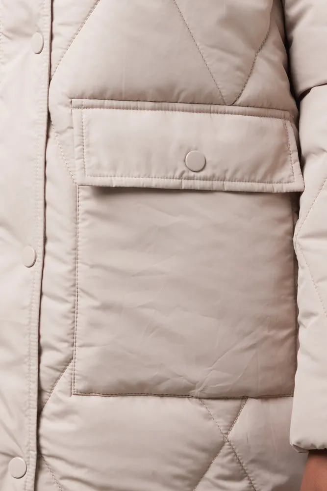 Long Puffer Jacket Natural