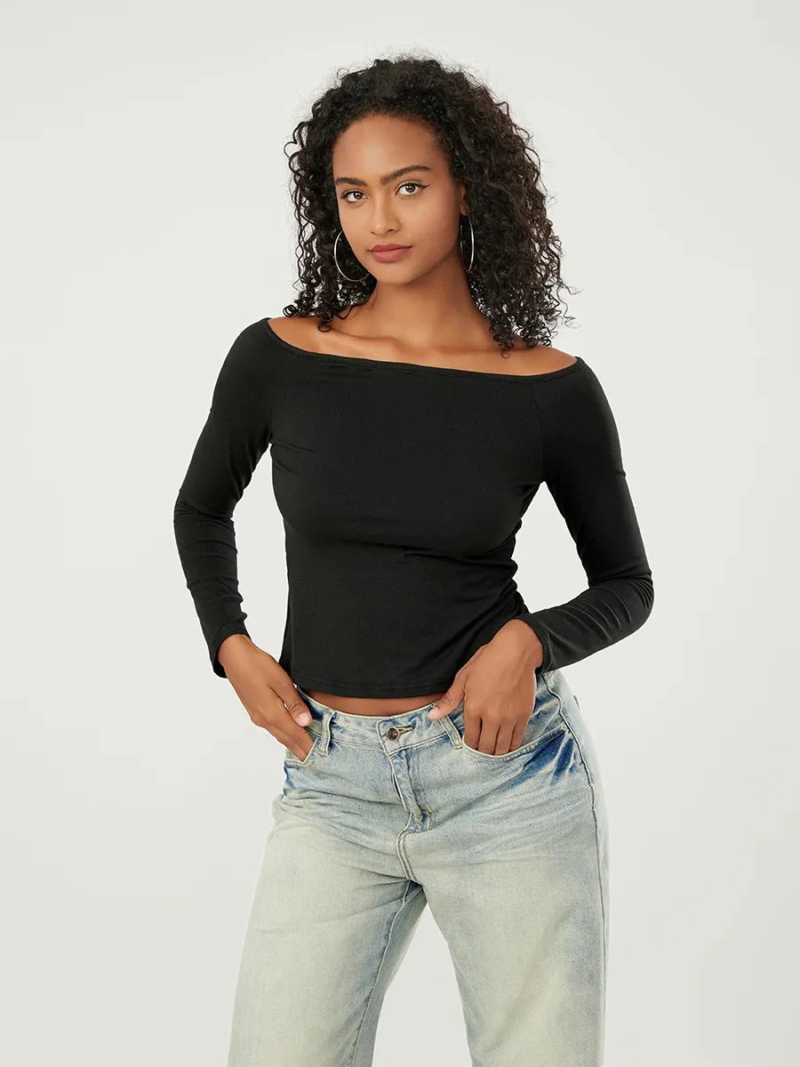 Long-Sleeve Off-the-Shoulder PlushSoft Top