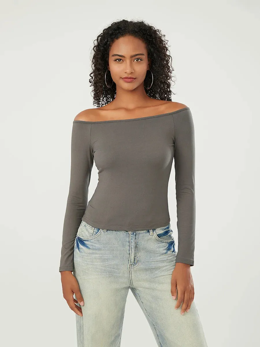 Long-Sleeve Off-the-Shoulder PlushSoft Top