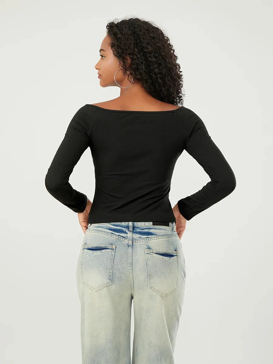 Long-Sleeve Off-the-Shoulder PlushSoft Top