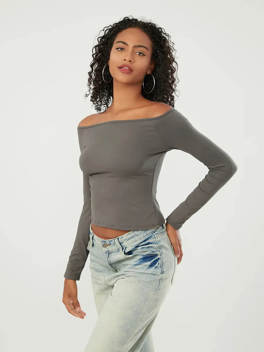 Long-Sleeve Off-the-Shoulder PlushSoft Top