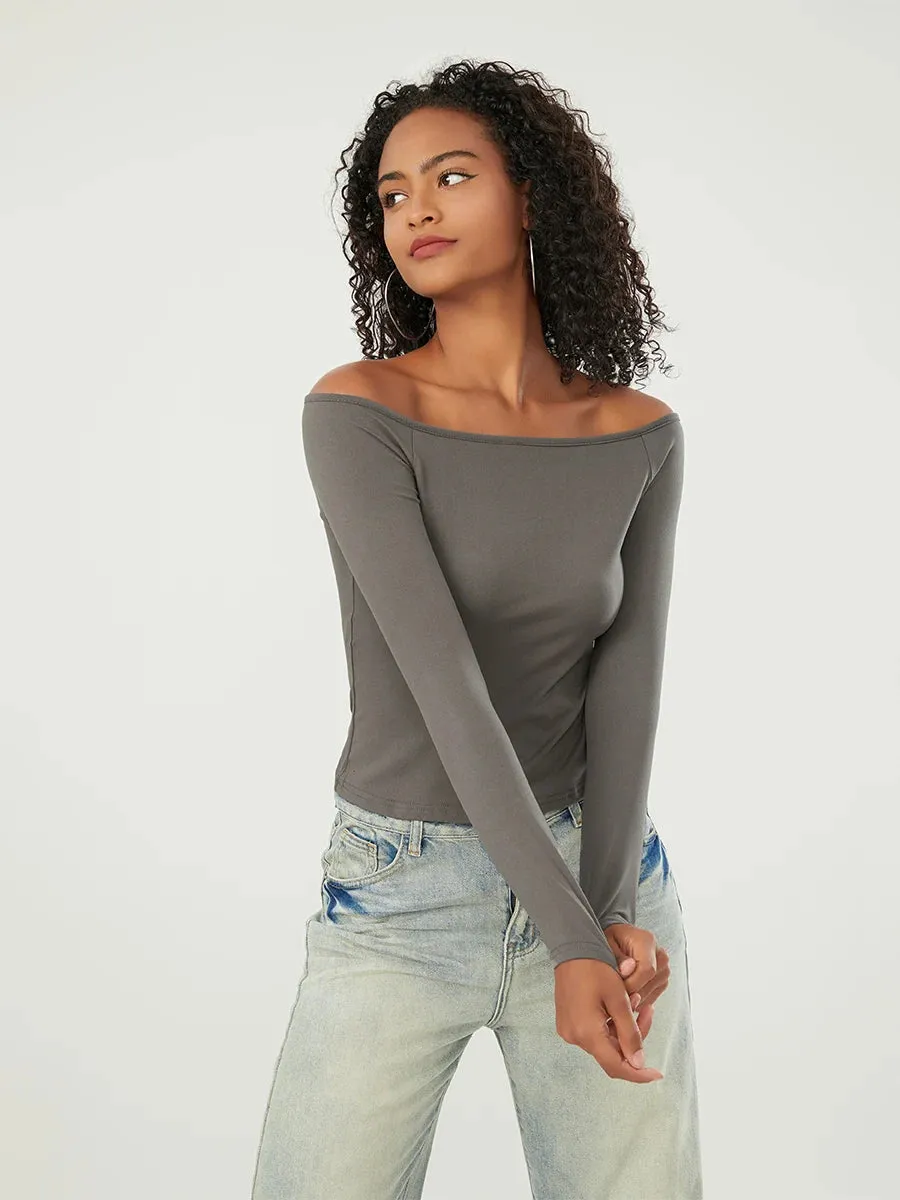 Long-Sleeve Off-the-Shoulder PlushSoft Top