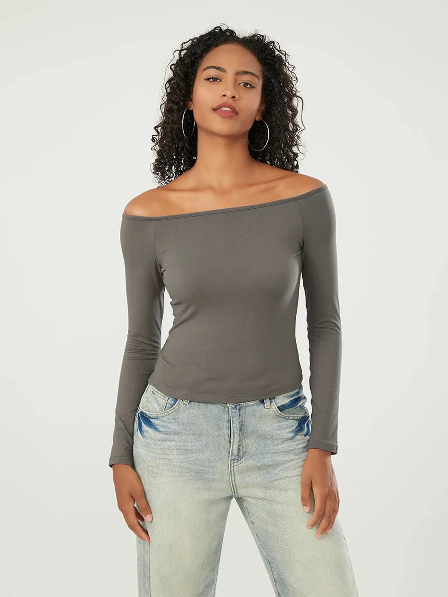 Long-Sleeve Off-the-Shoulder PlushSoft Top