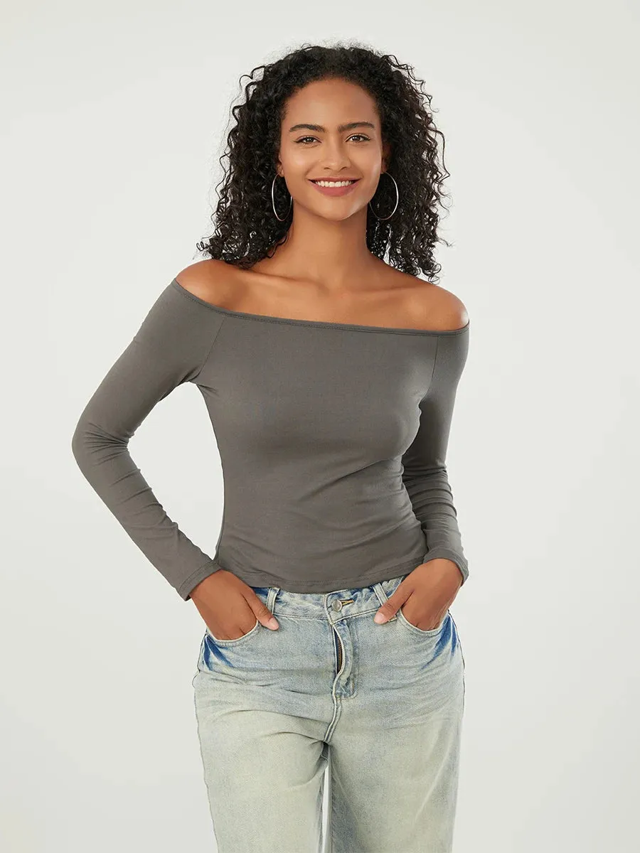 Long-Sleeve Off-the-Shoulder PlushSoft Top