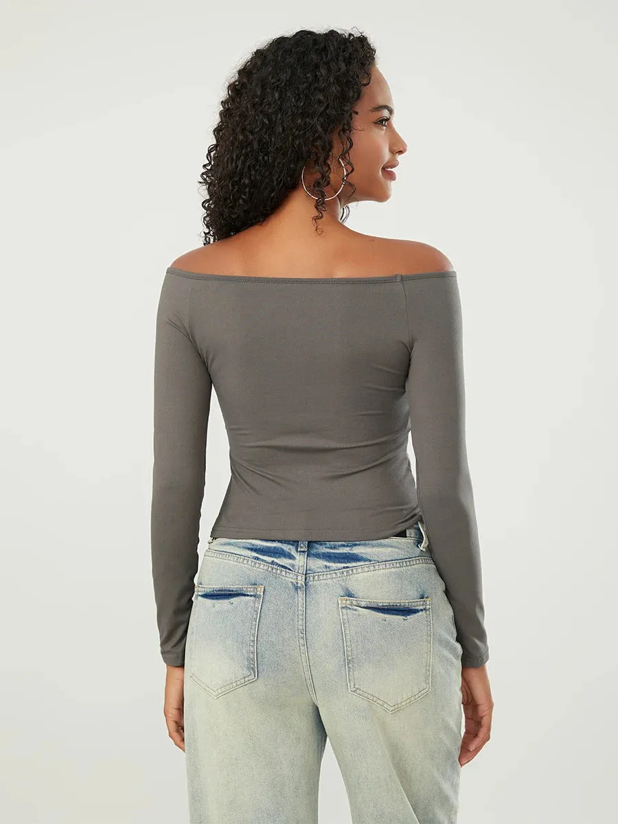 Long-Sleeve Off-the-Shoulder PlushSoft Top