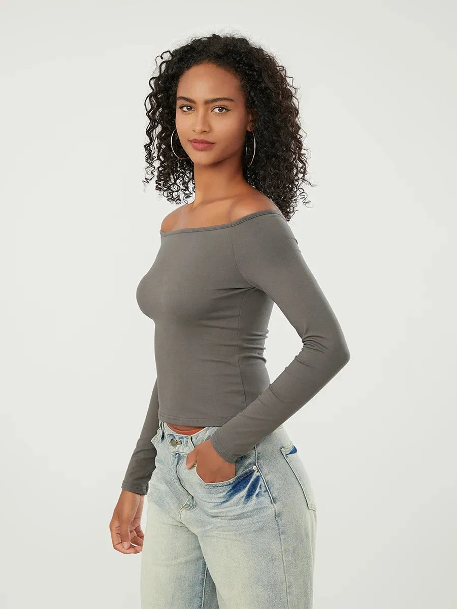 Long-Sleeve Off-the-Shoulder PlushSoft Top