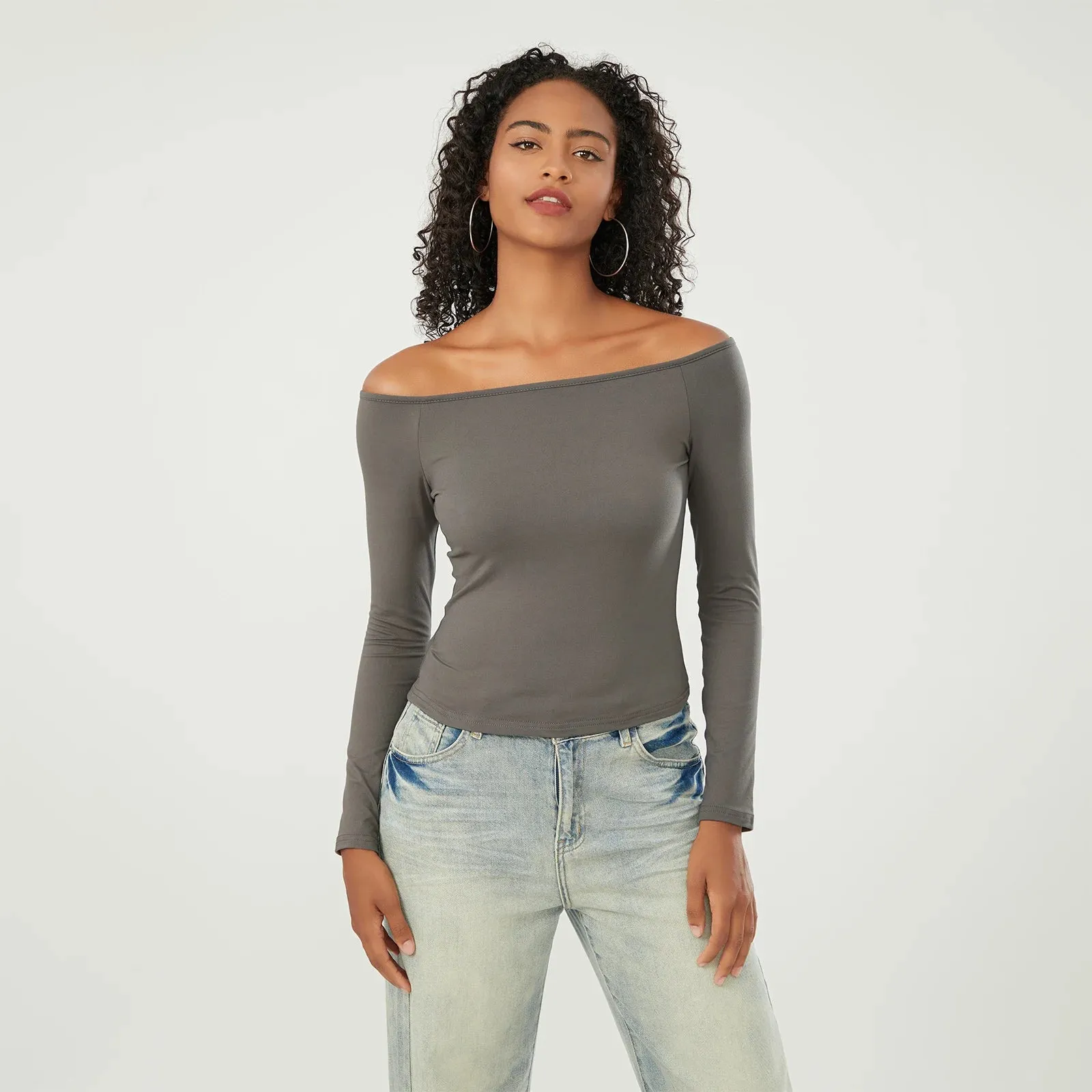 Long-Sleeve Off-the-Shoulder PlushSoft Top