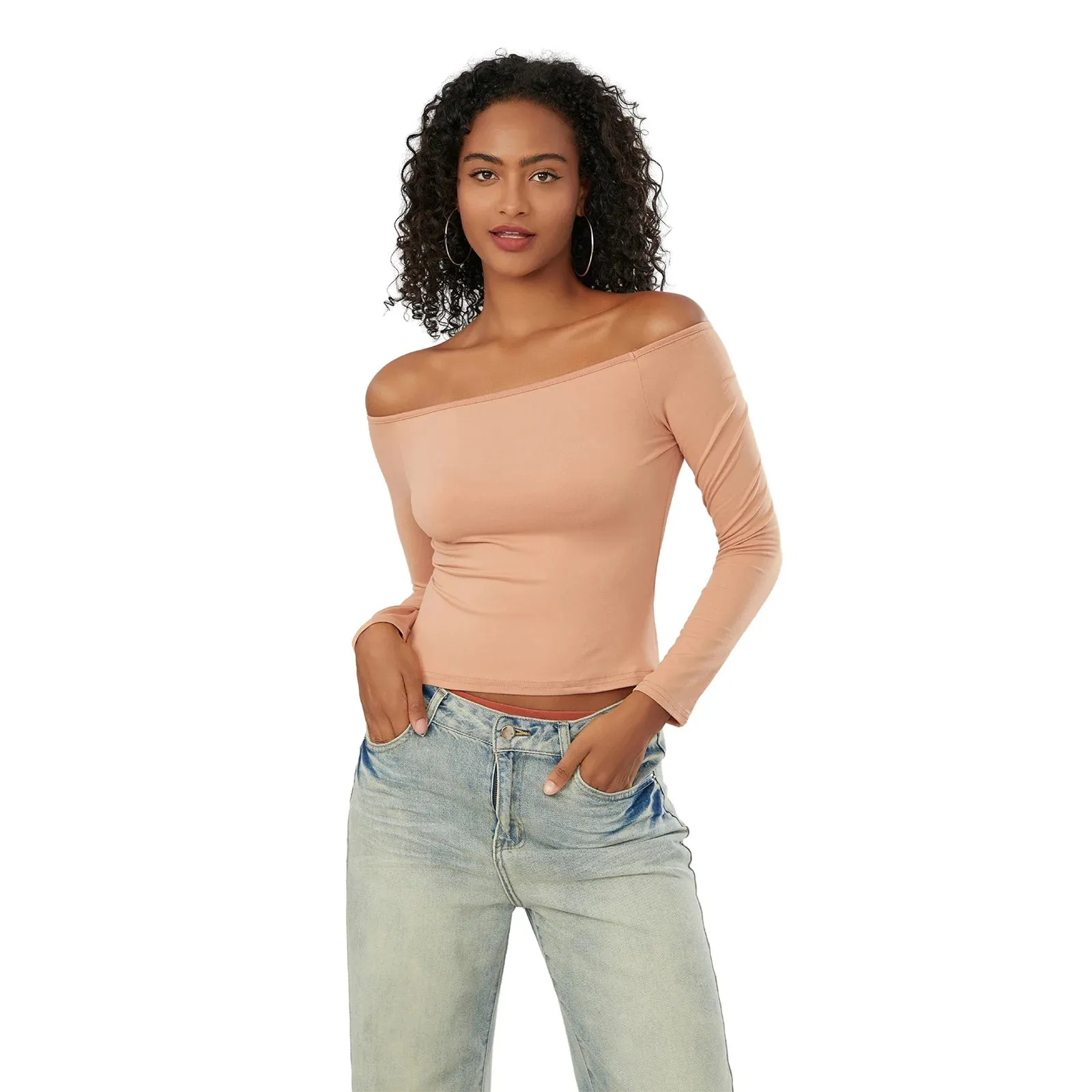 Long-Sleeve Off-the-Shoulder PlushSoft Top