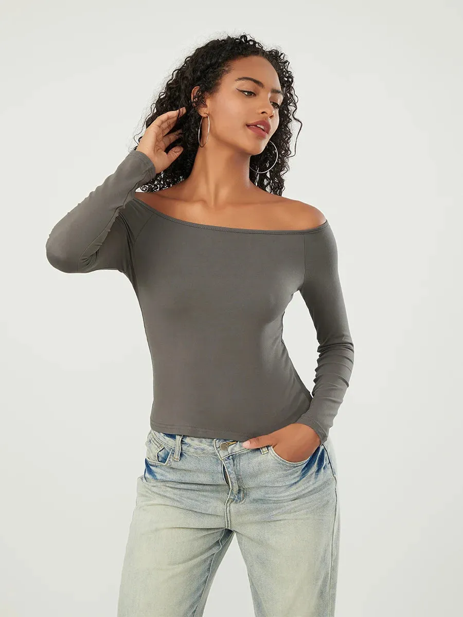 Long-Sleeve Off-the-Shoulder PlushSoft Top