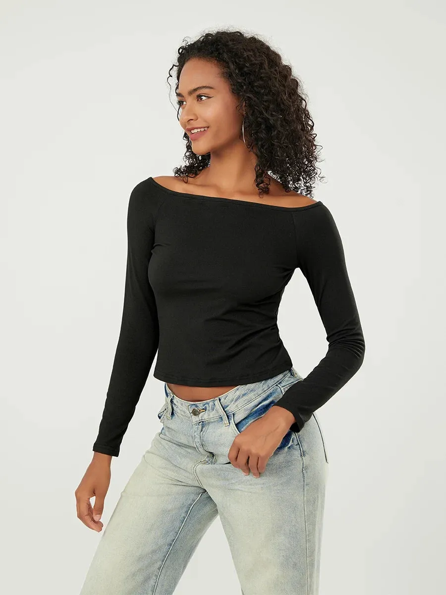 Long-Sleeve Off-the-Shoulder PlushSoft Top