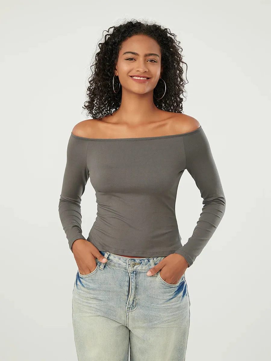 Long-Sleeve Off-the-Shoulder PlushSoft Top