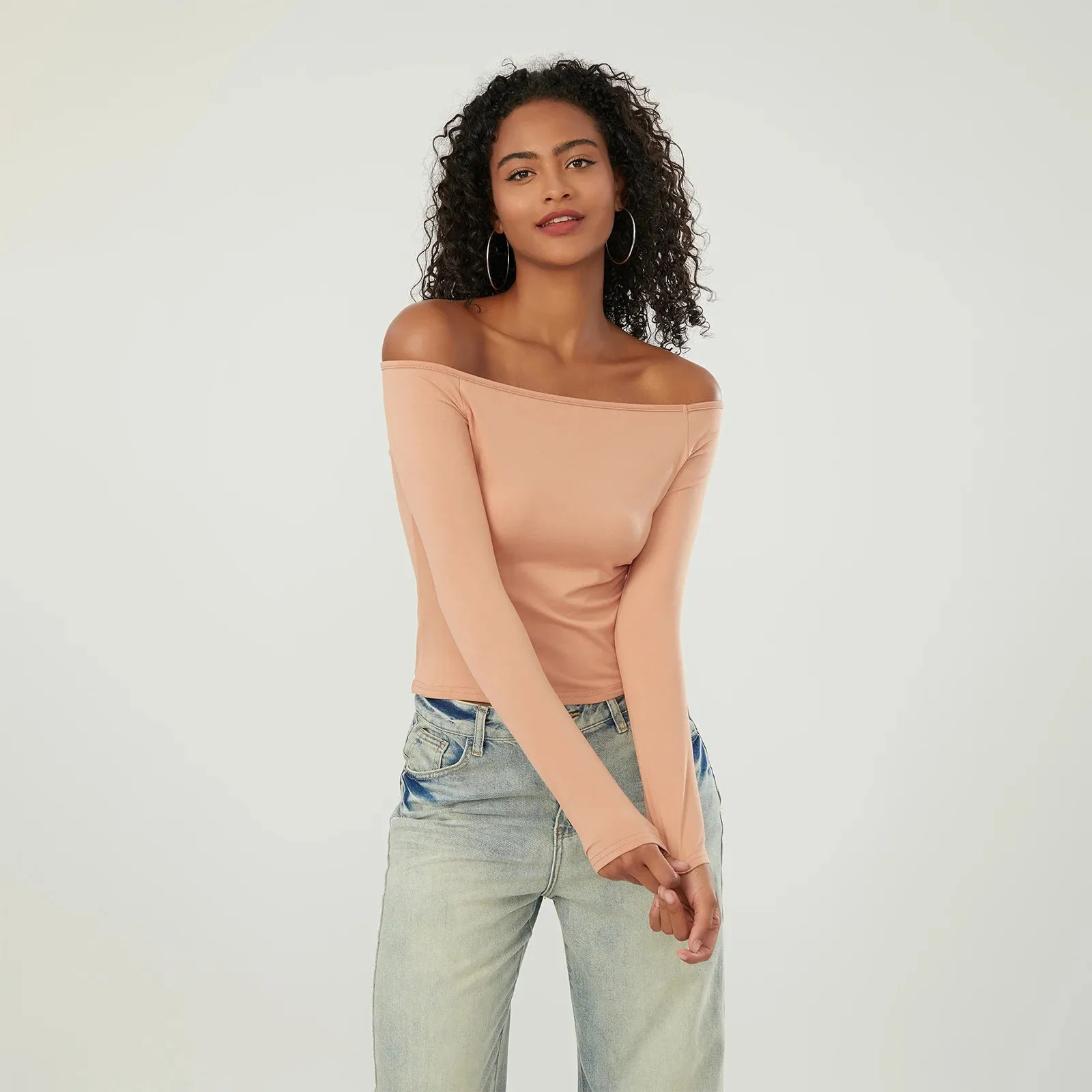 Long-Sleeve Off-the-Shoulder PlushSoft Top