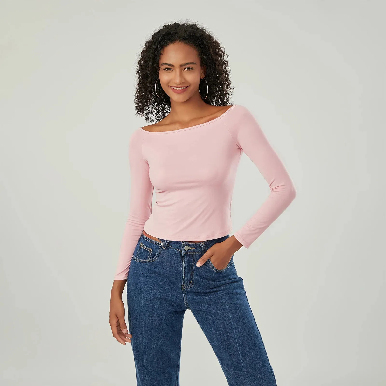 Long-Sleeve Off-the-Shoulder PlushSoft Top
