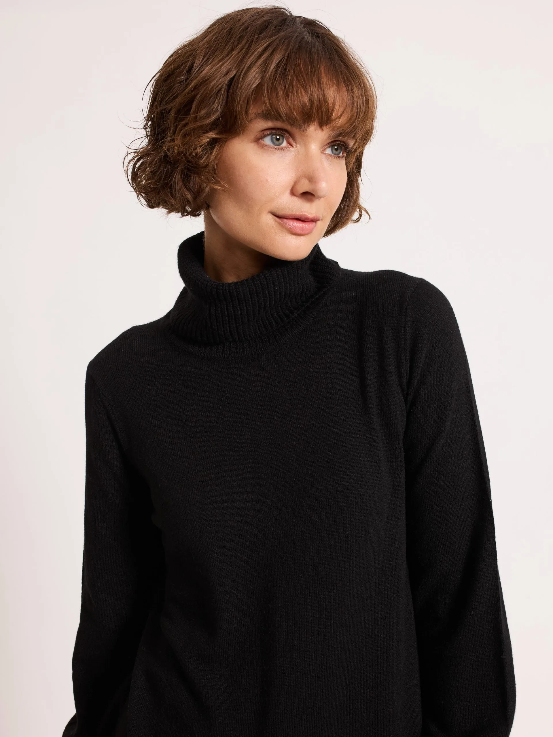 Longline Rollneck Black