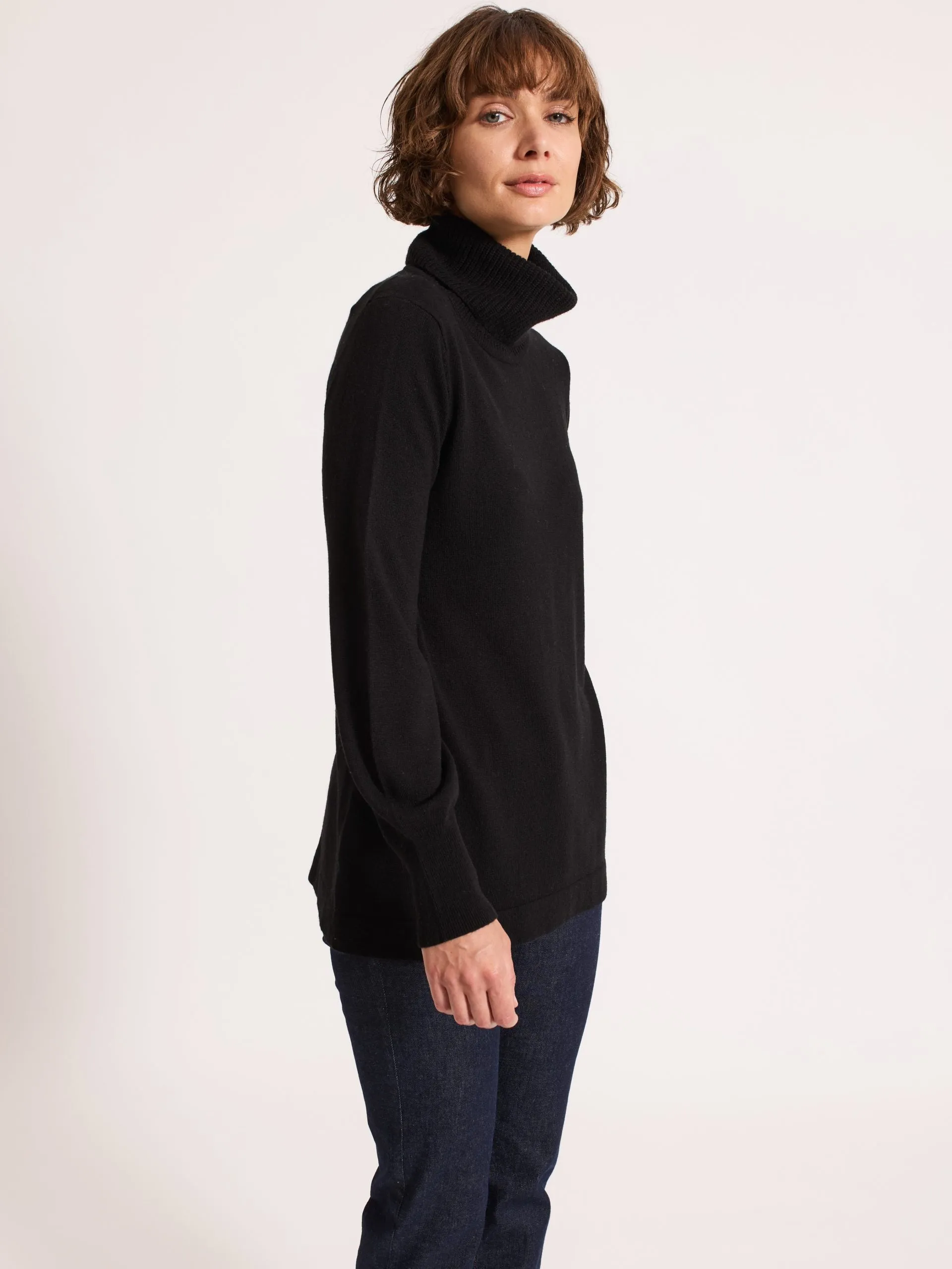 Longline Rollneck Black