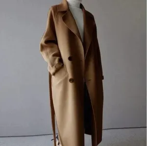 Longline Wool Trench Coat for Women